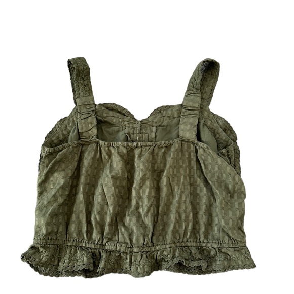 American Eagle Army Green Button Down Tank Blouse - Picture 3 of 5